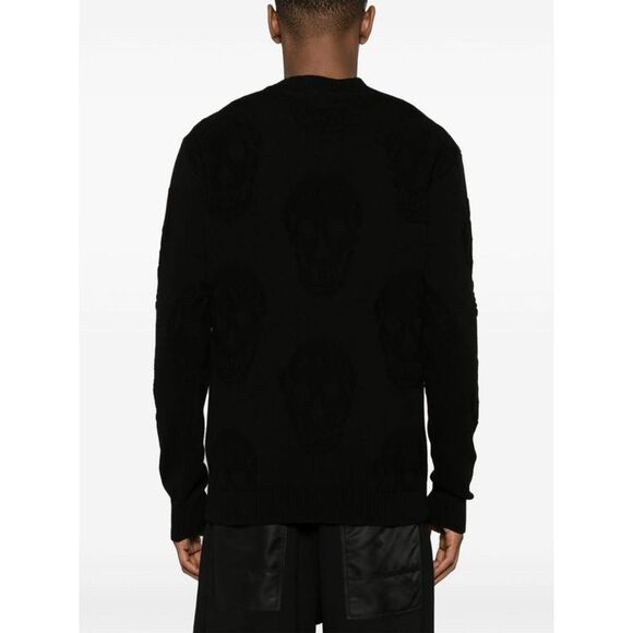 ALEXANDER MCQUEEN Skull Jacquard Crewneck Sweater Men BLACK Sweaters & Cardigans